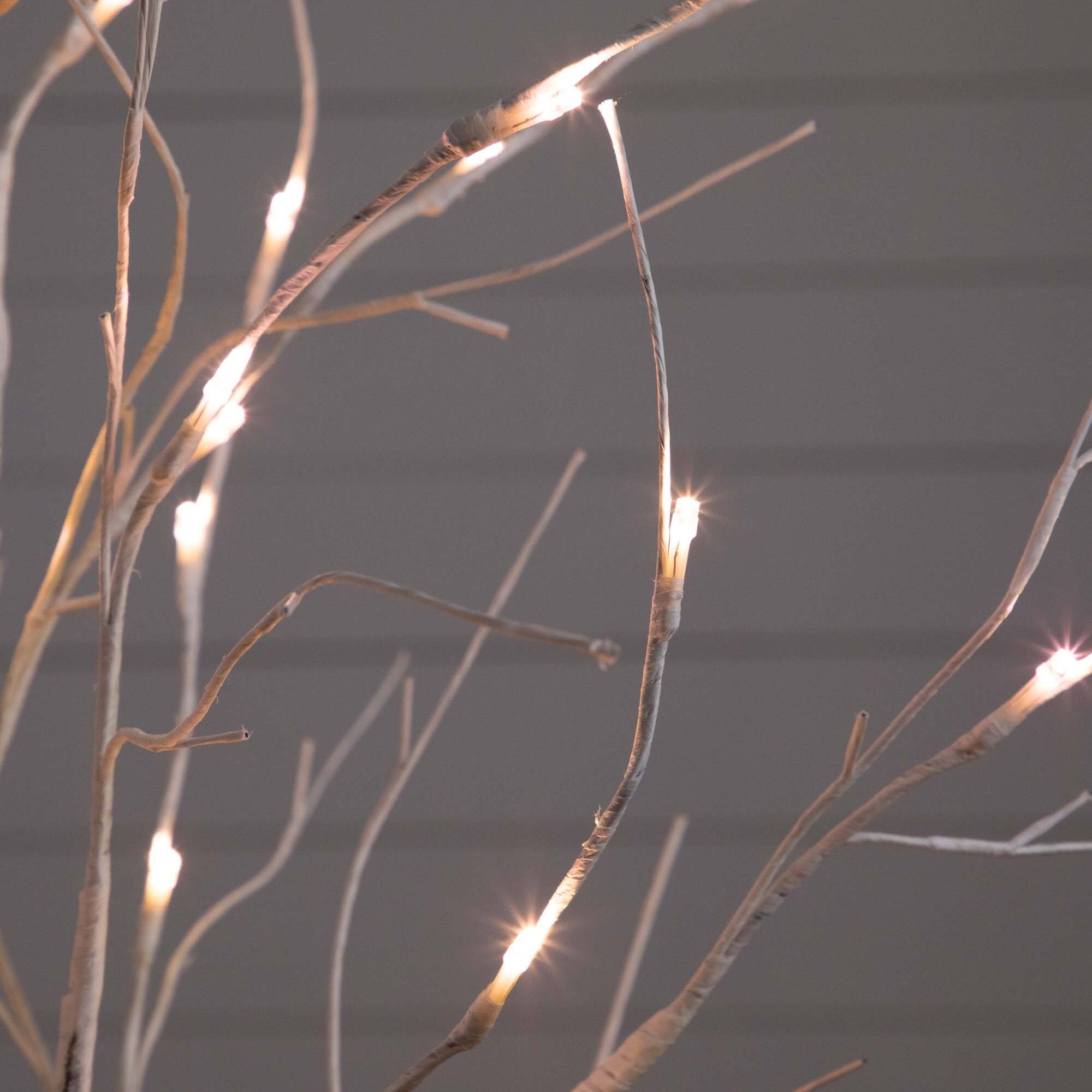 4ft. Pre-Lit White Birch Artificial Christmas Tree, White LED Lights
